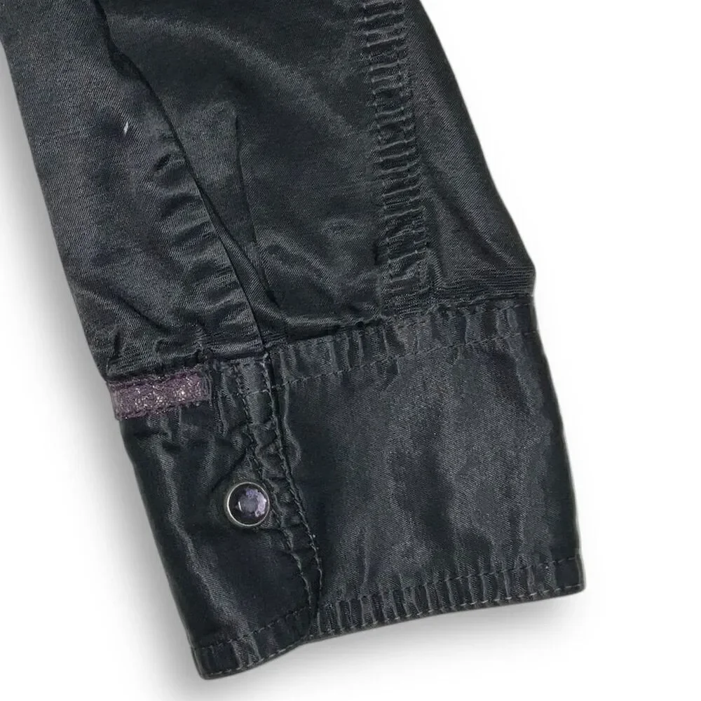 🖤 Diesel‎ Italy Satin Western Shirt | Size L | Black Luxe Rockstar Vibe